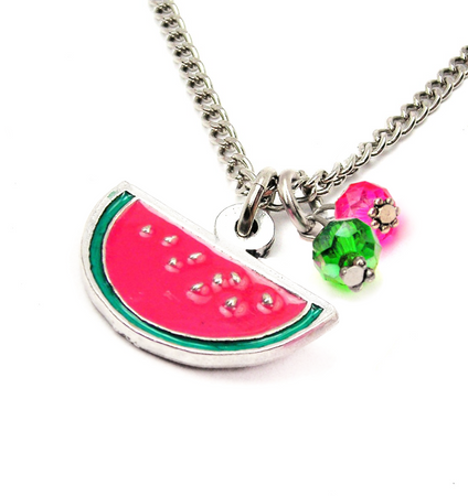 Hand Painted Watermelon Charm Necklace 