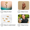 Image with 4 smaller images within it labeled 1, 2, 3, 4 with subtext Easy to trust, easy to use, easy to understand, easy to trust, easy to use, easy to understand, easy to love. Image 1 is a plant on a pink blue gradient background, image 2 is a hand holding 2 supplement capsules, image 3 5 supplement capsules on a white counter, image 4 is a man smiling holding a bottle of zuPOO.