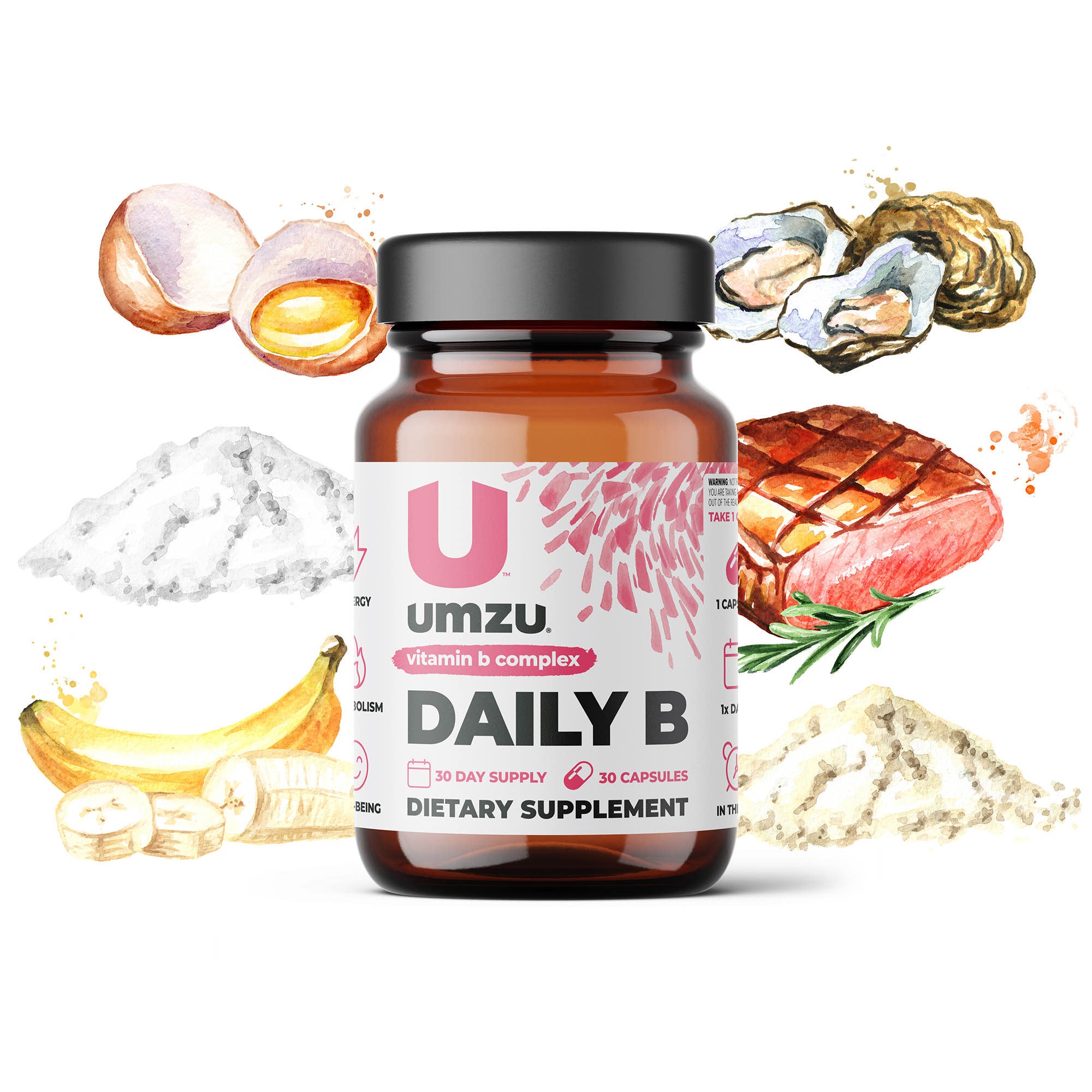  vitamin b complex s - DAILYB - . N 30 DAY SUPPLY @ 30 CAPSULES t BENG DIETARY SUPPLEMENT i 114 