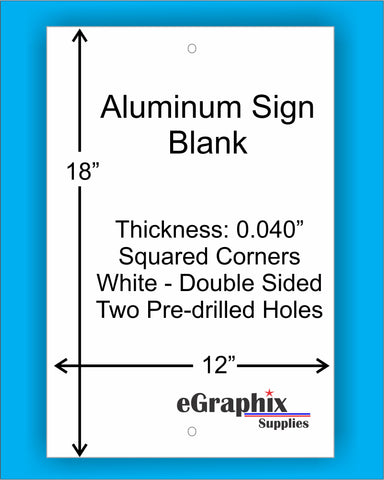 Aluminum Sign Blank, White, 12