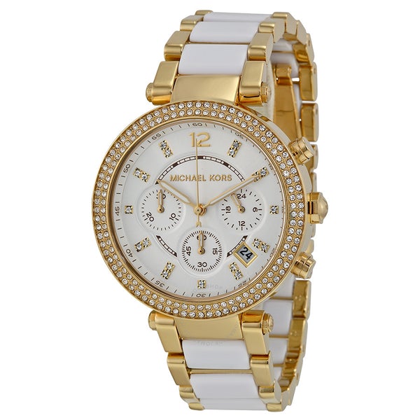 michael kors white parker watch