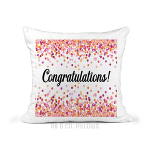 RB & Co. Congratulations Confetti Throw Pillow Gift | 16x16 Pillow Cushion Gift