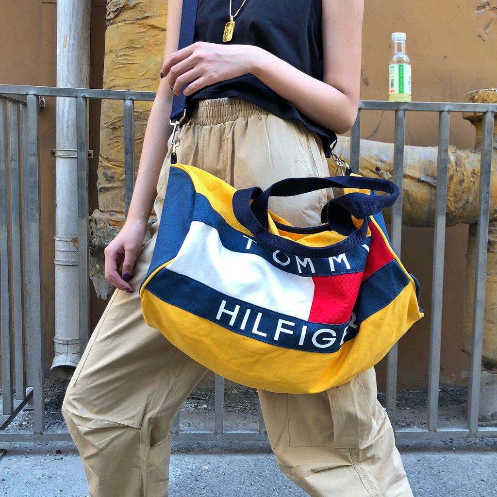 tommy hilfiger duffle bag yellow