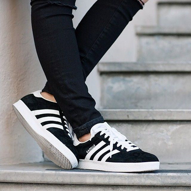 adidas gazelle black and white womens