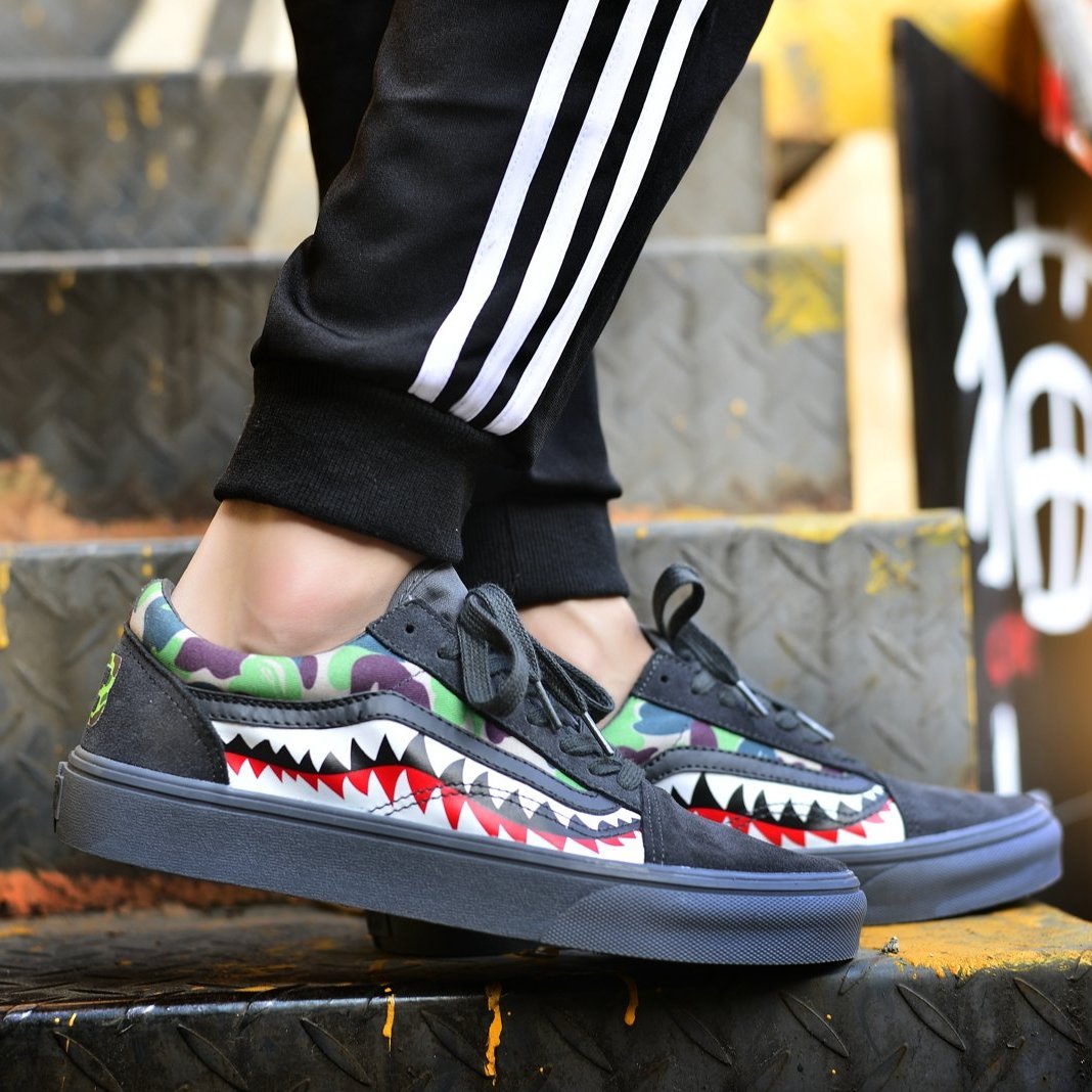 vans slip on x bape