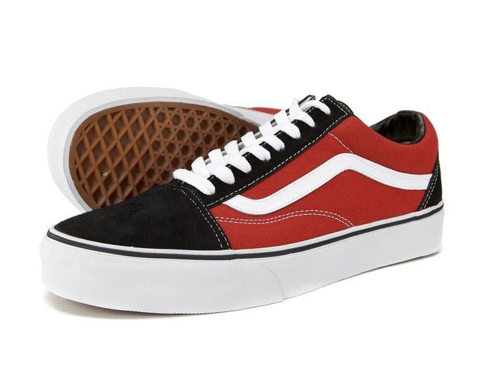 black vans with red