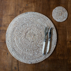 White Rattan Placemats & Coasters