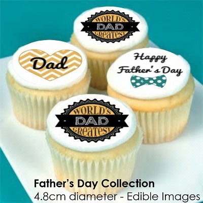 Fathers day moustache best dad Edible Icing Wafer cupcake Topper Decorations