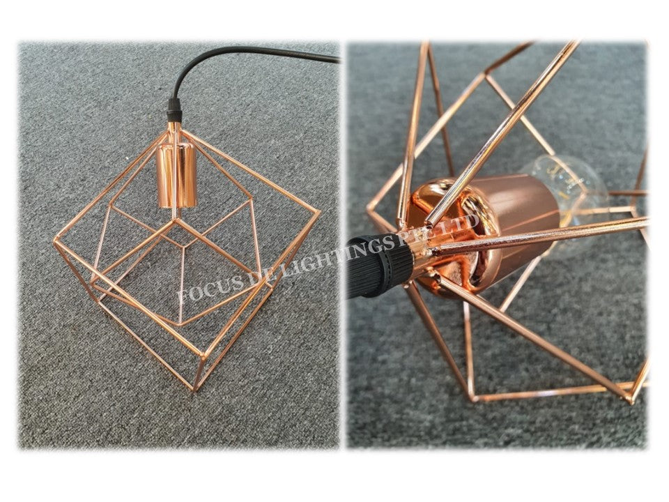 rose gold lamp geometric