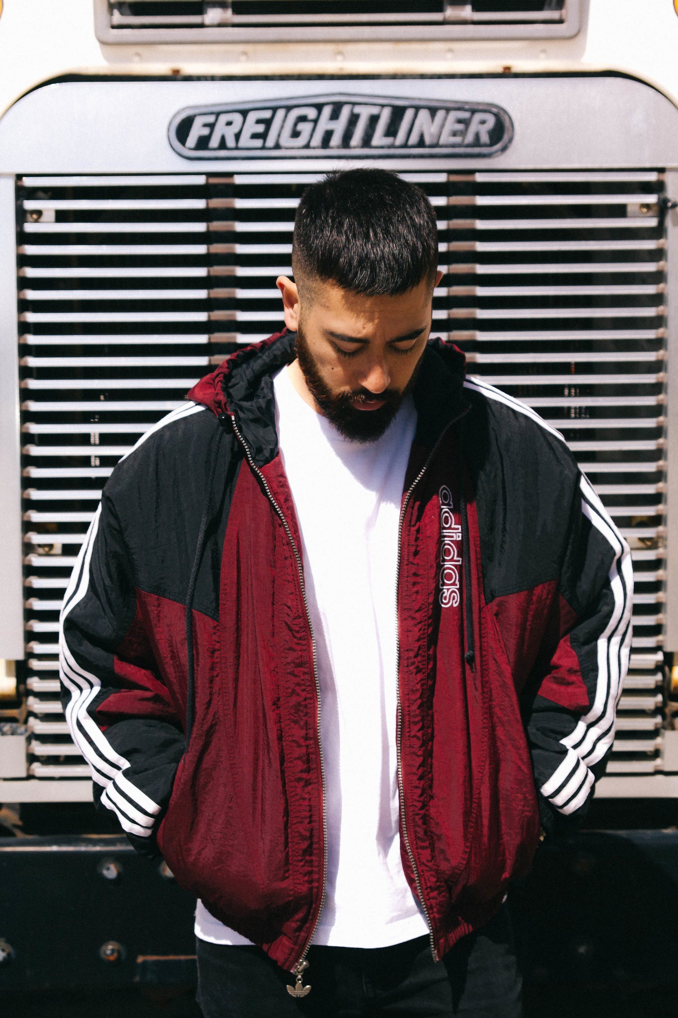 maroon and black adidas jacket