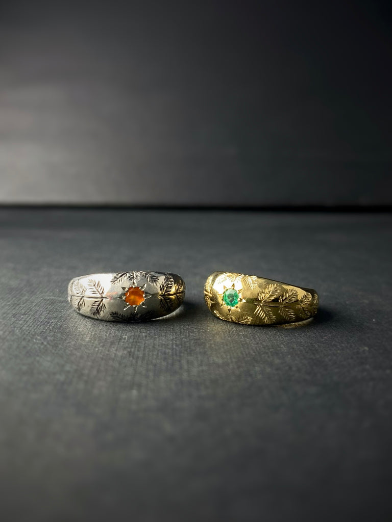 松の葉リングシルバーゴールド pine leaves gypsy ring