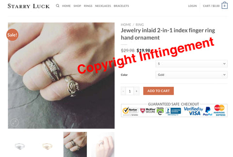 Jewelry inlaid 2-in-1 index finger ring hand ornament copyright infringement starry luck
