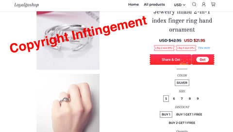 Jewelry inlaid 2-in-1 index finger ring hand ornament copyright infringement 