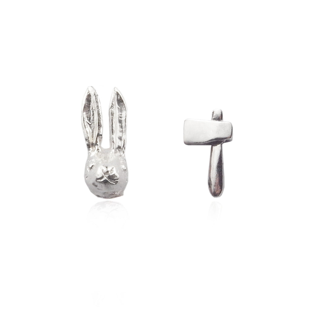 Rabbit head and Axe Earrings Silver – momocreatura