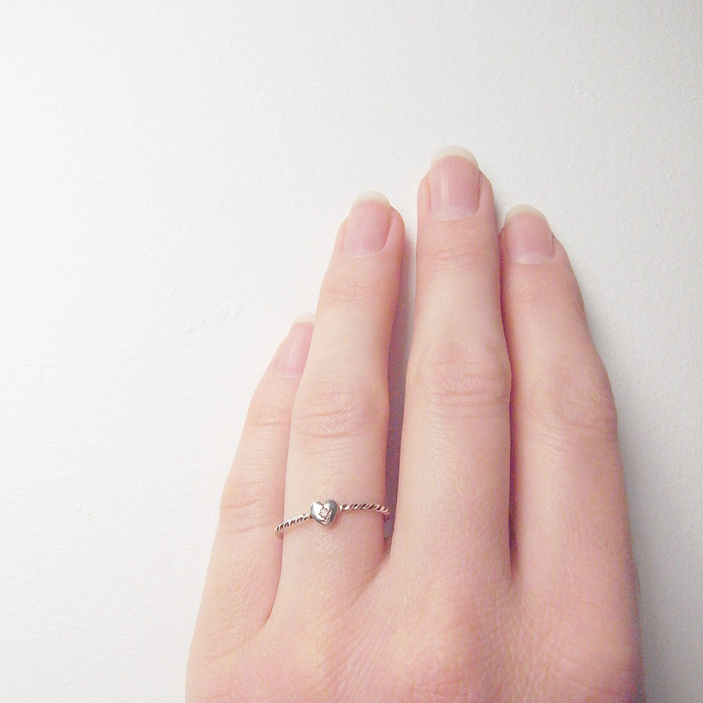 small silver heart ring