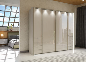 sliding hinged wardrobe with drawers Glass Beige