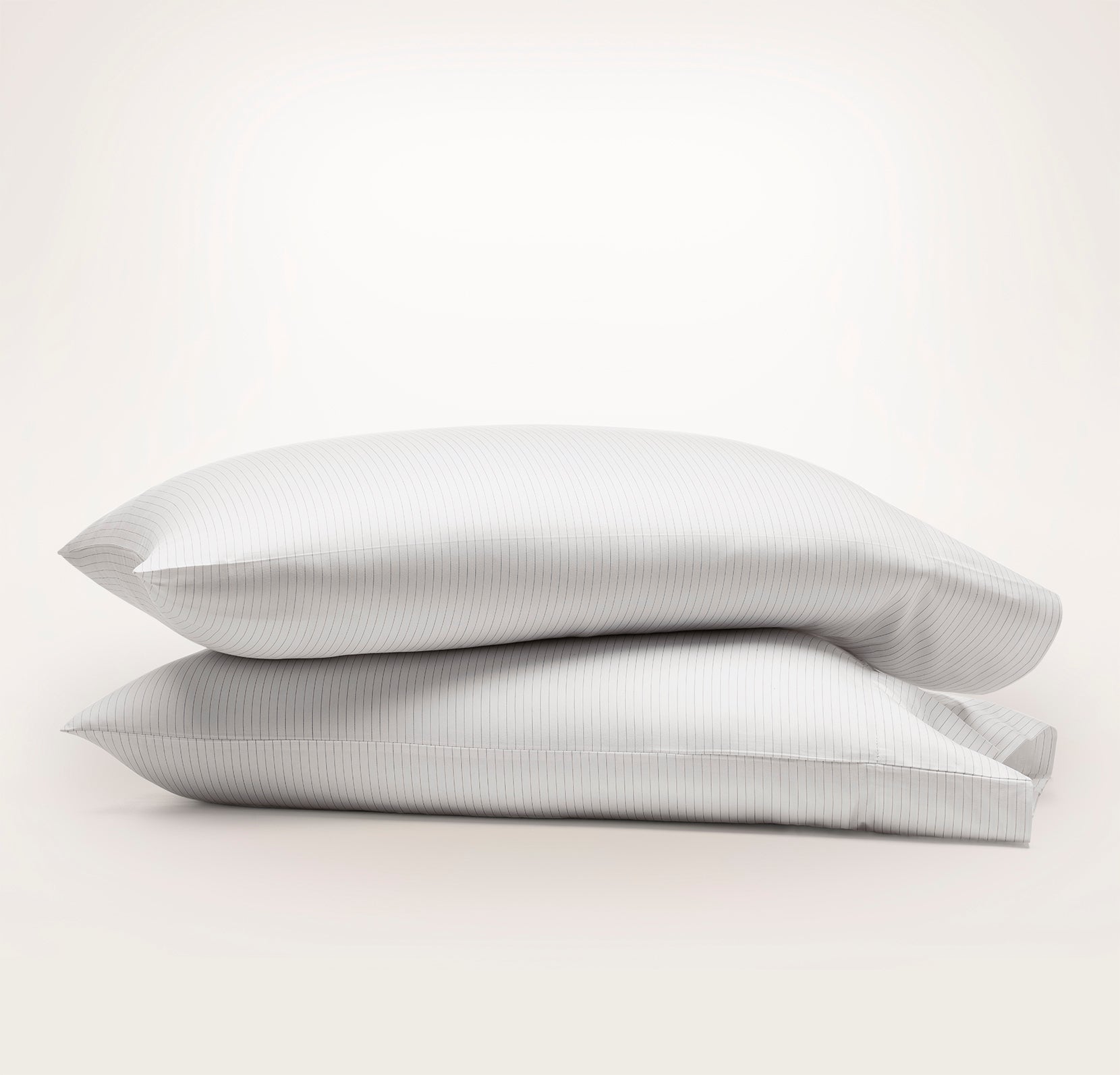 Signature Hemmed Pillowcase Set in White/Mineral Delicate Stripe