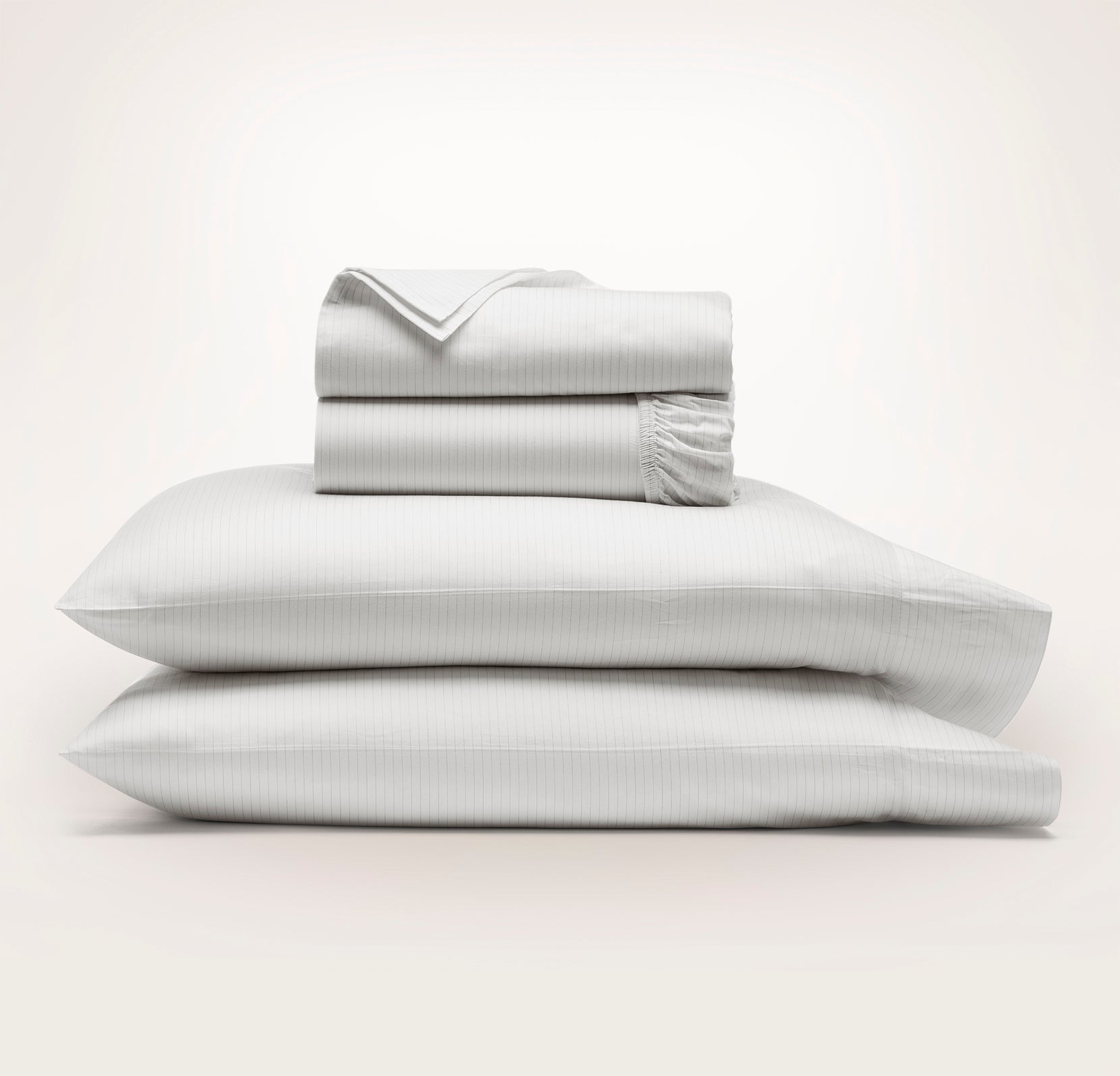 Photos - Bed Linen Boll & Branch Organic Signature Hemmed Sheet Set White/pewter Delicate Stripe 