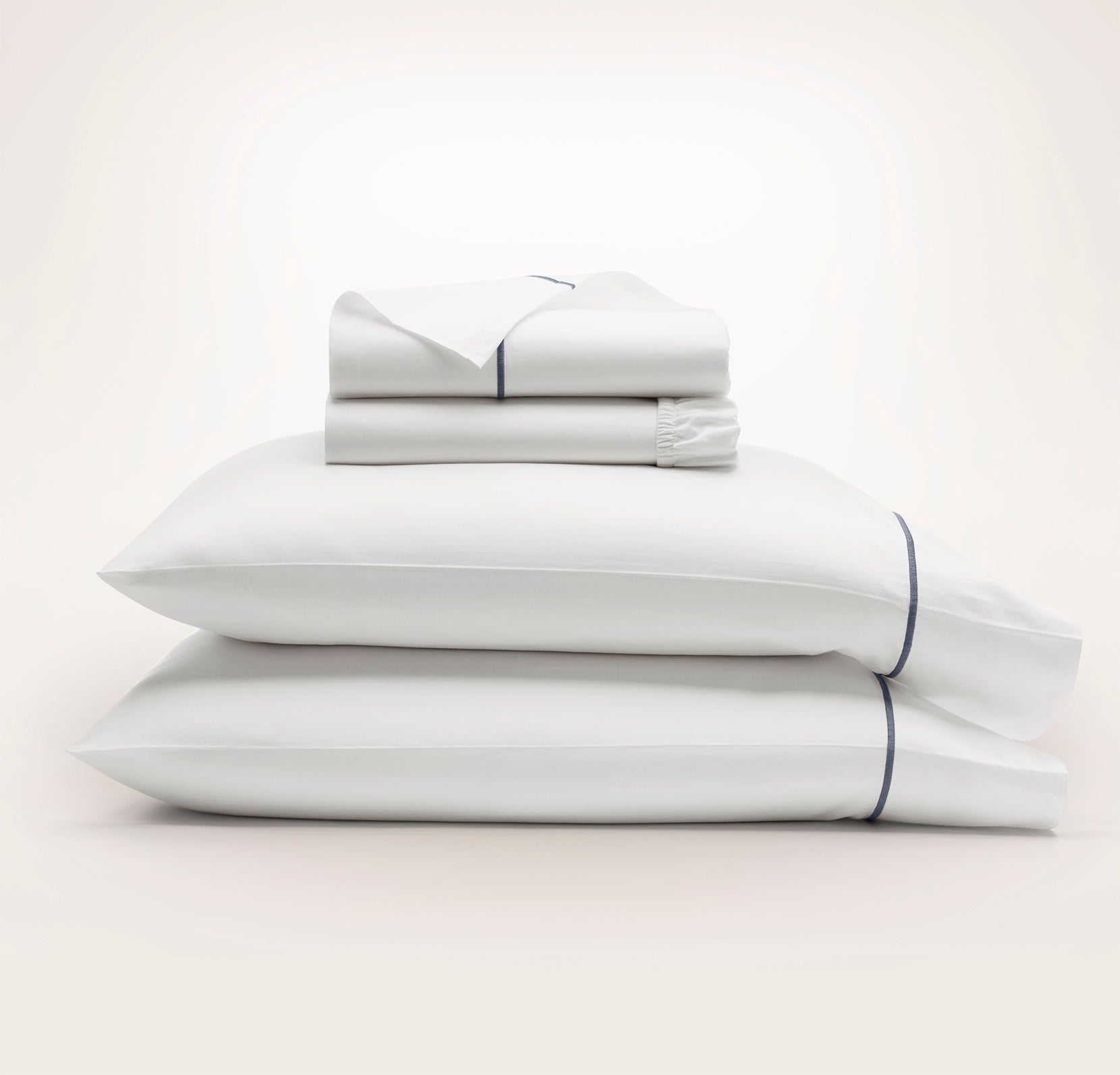 Signature Embellished Sheet Set in White/Mineral Embroidered