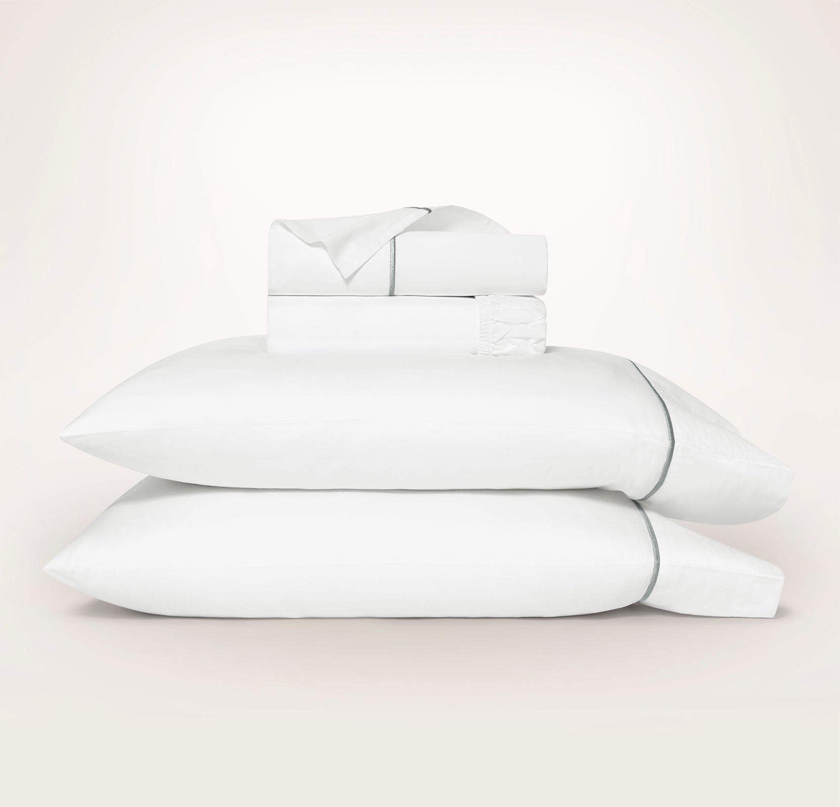 Signature Embellished Sheet Set in White/Shore Embroidered