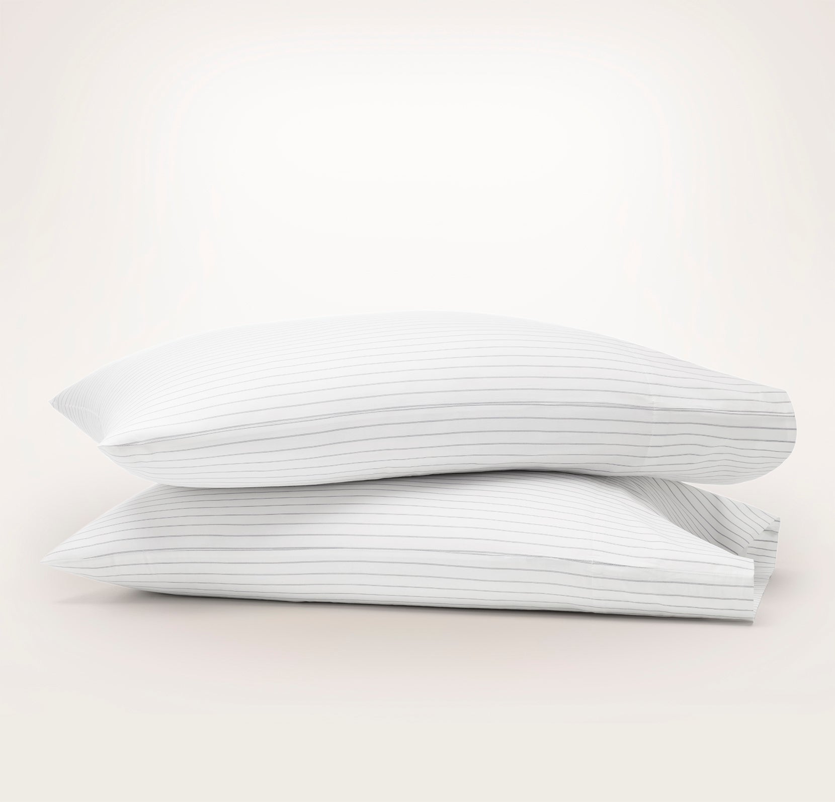 Percale Hemmed Pillowcase Set in Mineral Simple Stripe