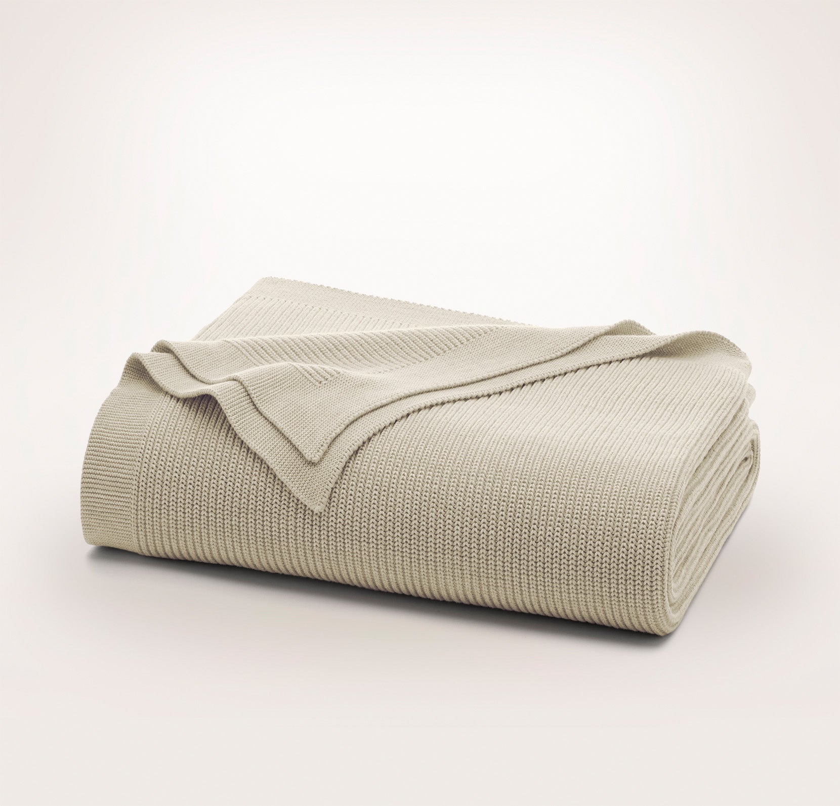 Ribbed Knit Bed Blanket in Heathered Oatmeal