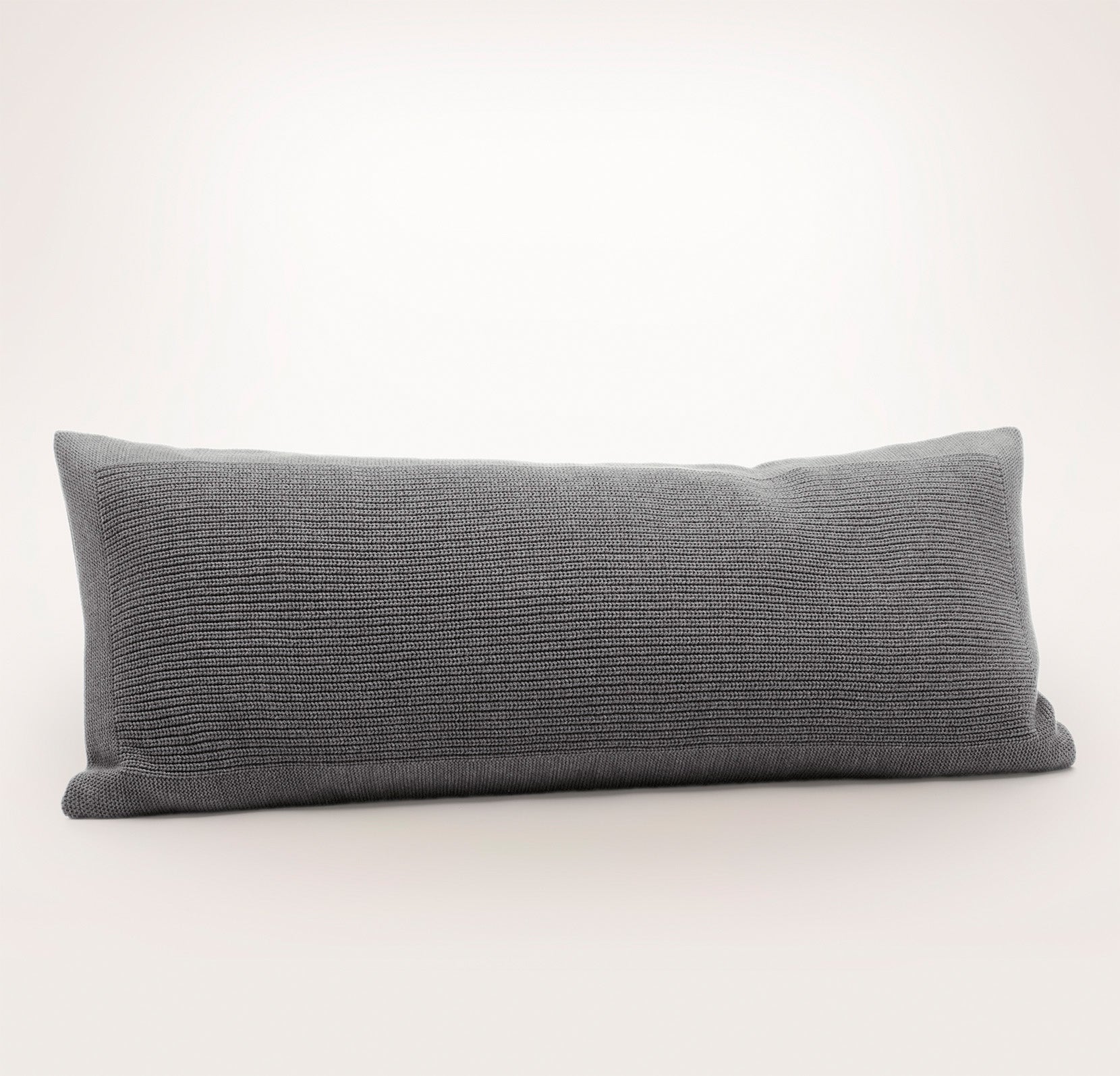 Ribbed Knit Pillow Cover (Lumbar) in Heathered Stone