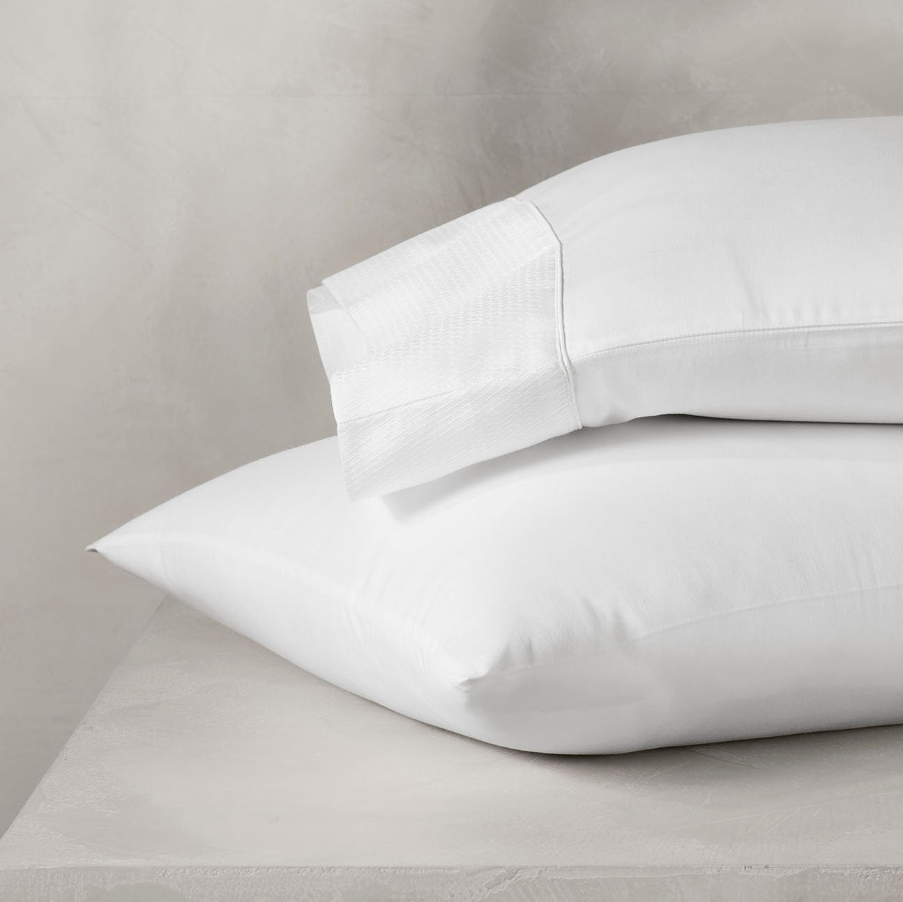 Reserve Embellished Pillowcase Set in White Lattice Jacquard
