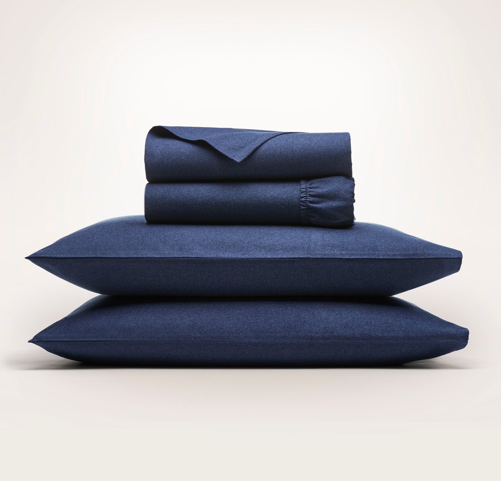 Flannel Solid Sheet Set in Heathered Navy