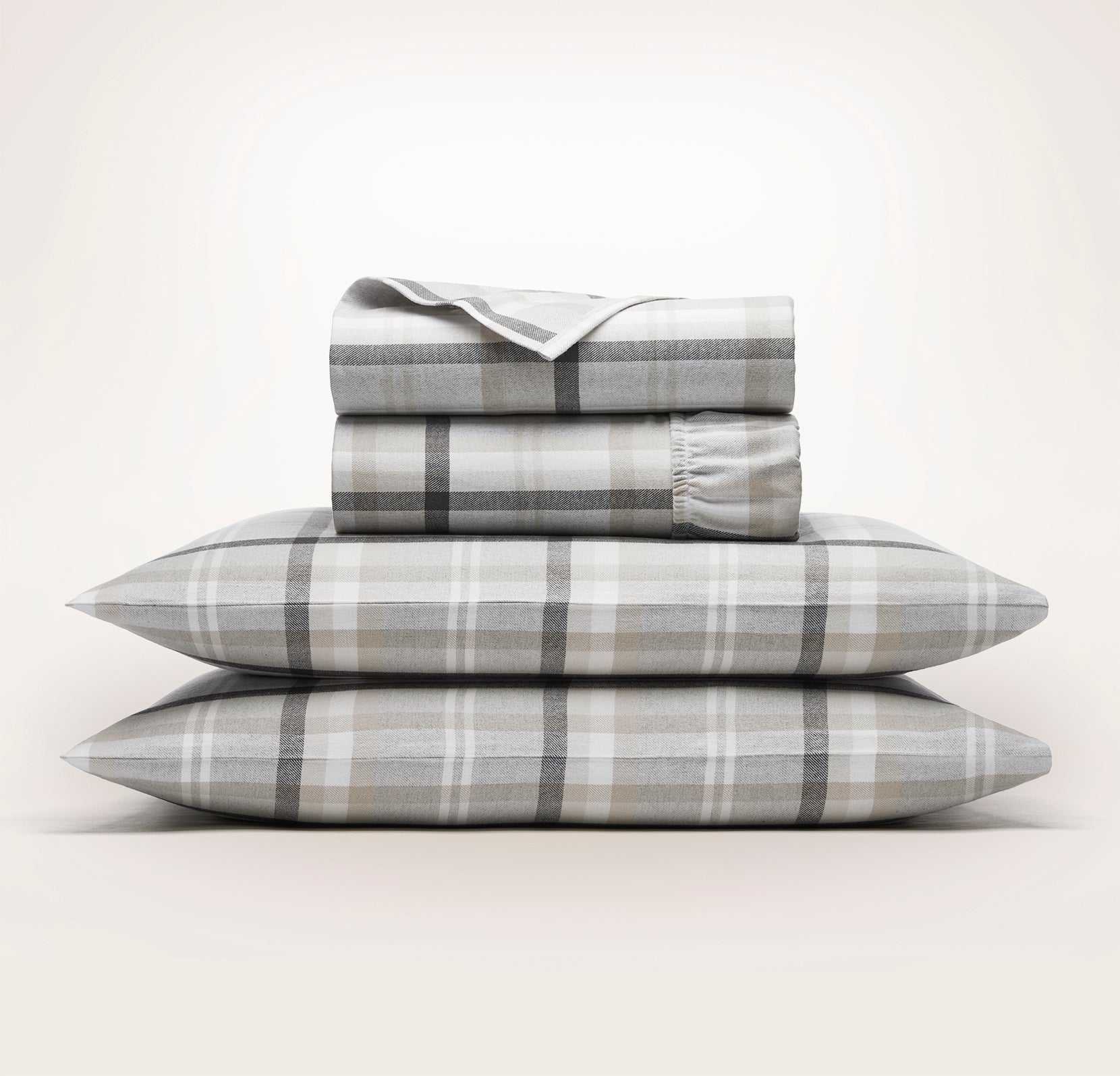 Flannel Sheet Set in Pewter Heathered Plaid