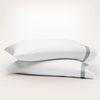 Stack image of Percale Hemmed Pillowcase Set in White/Shore Banded