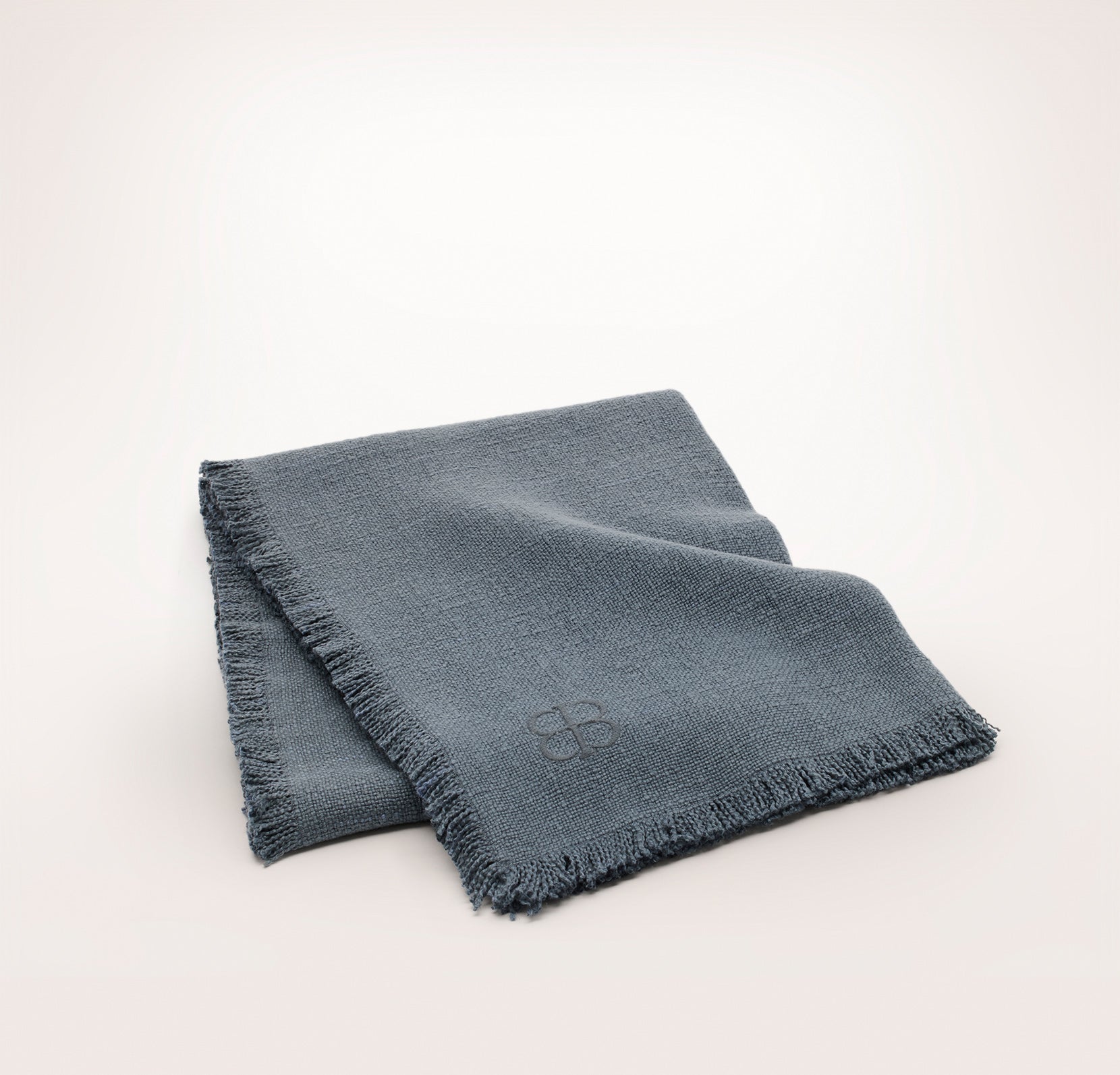 Relaxed Linen Blend Throw Blanket in Deep Bluestone