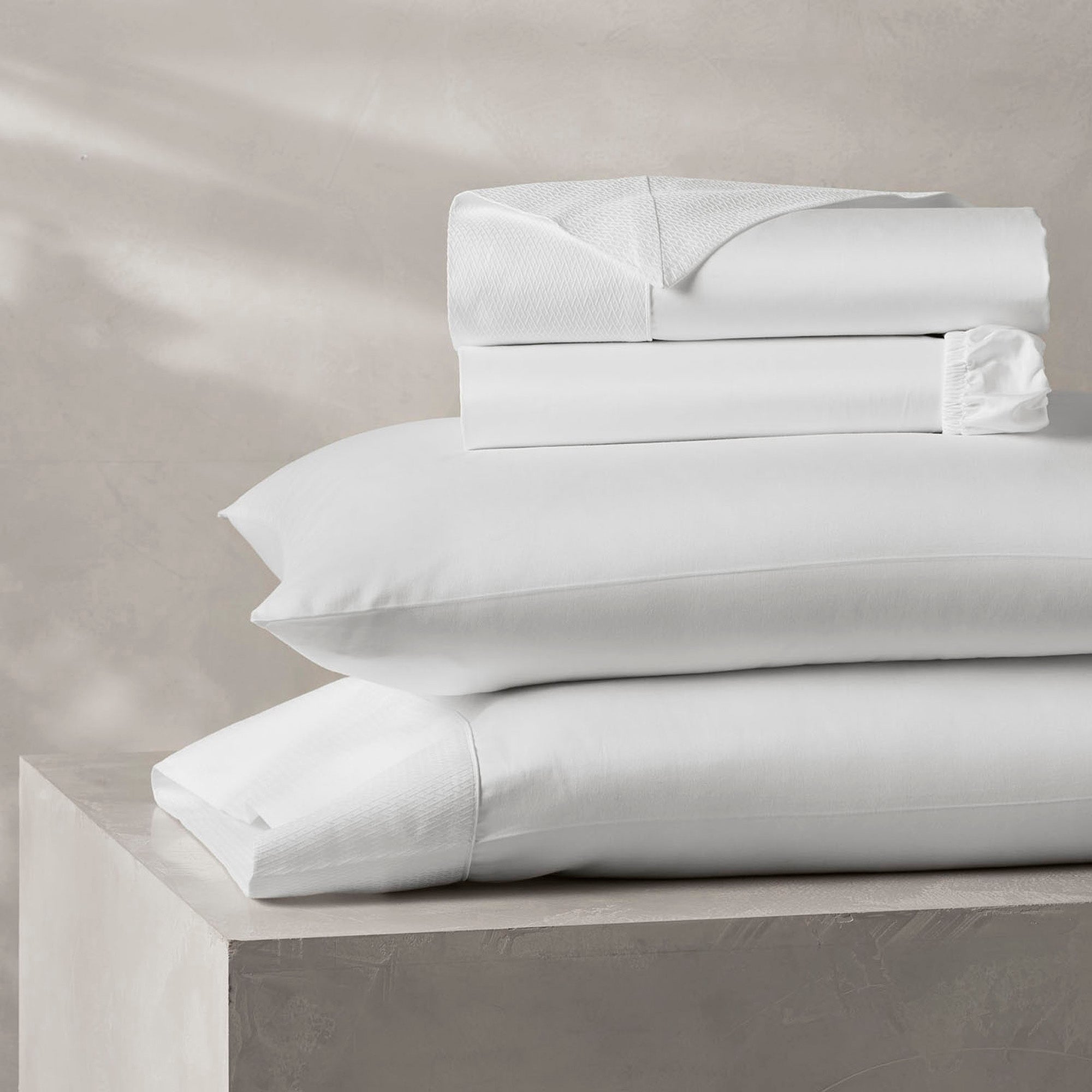 Reserve Embellished Sheet Set in White Lattice Jacquard