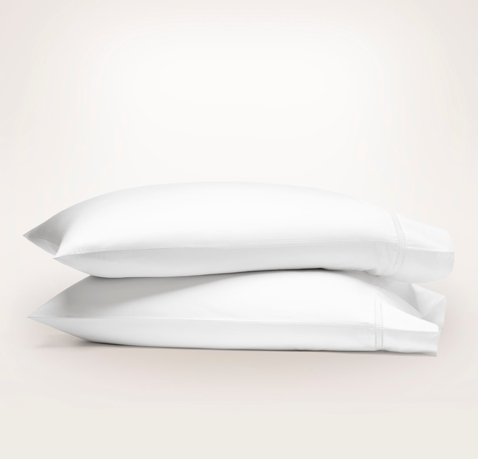 Signature Embellished Pillowcase Set in White/White Eyelet
