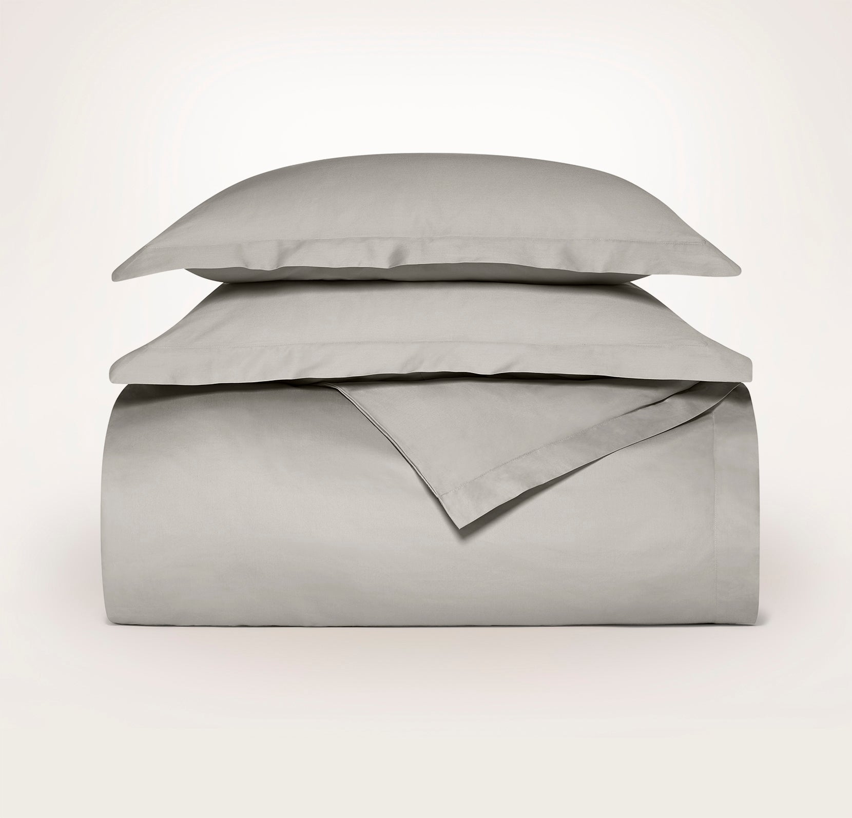 Signature Hemmed Duvet Set in Pewter