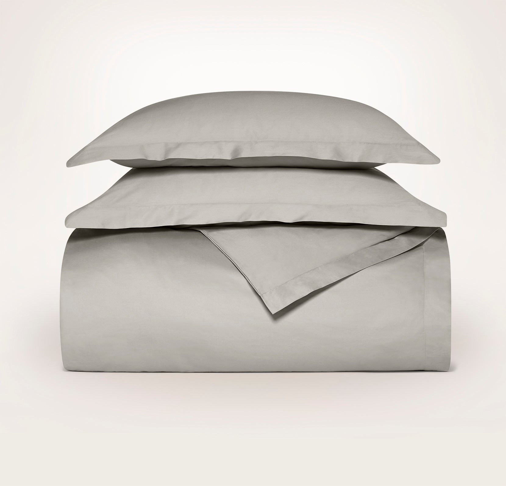 Percale Hemmed Duvet Set in White