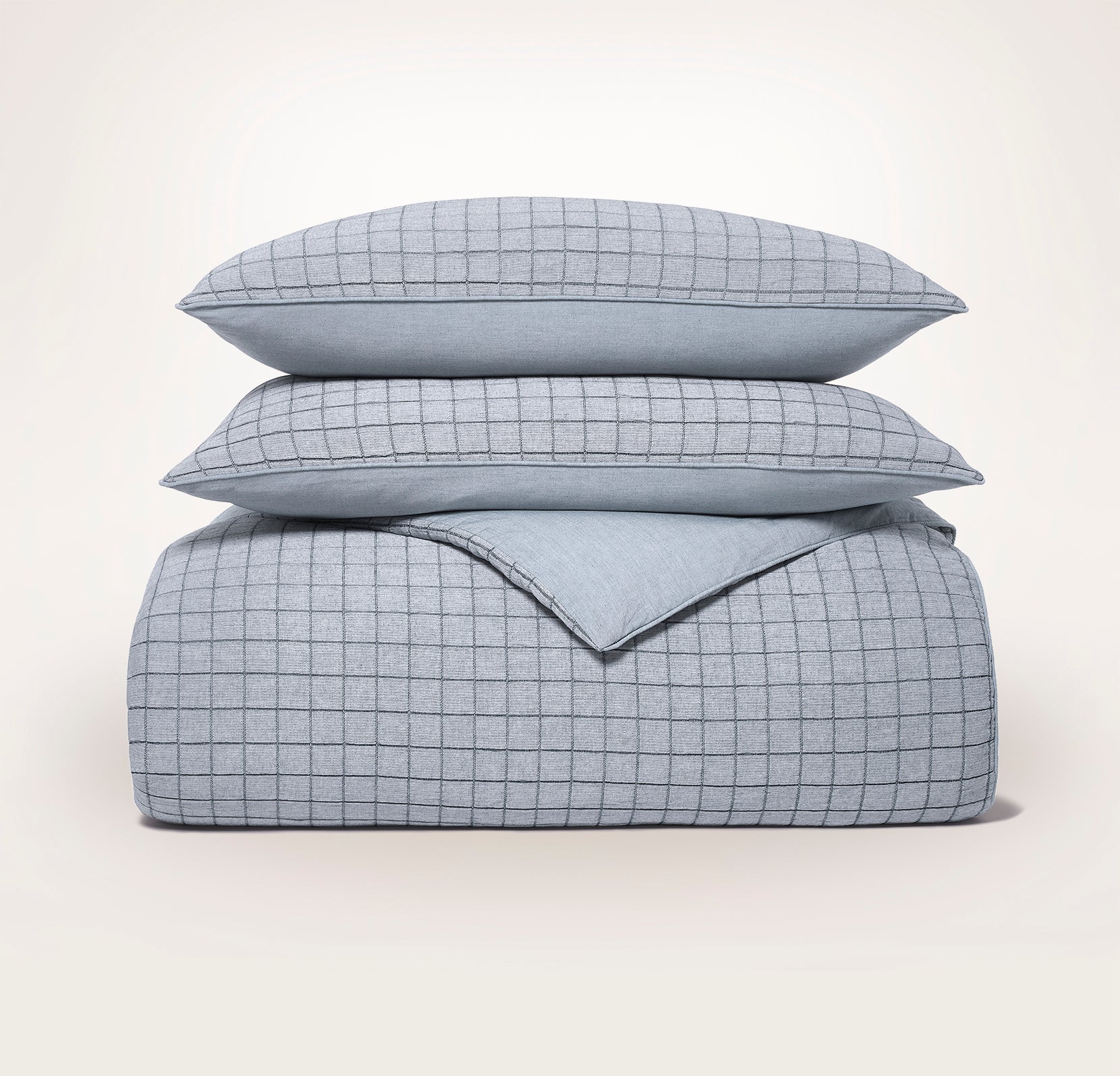 Matelasse Windowpane Duvet Set in Chambray Blue