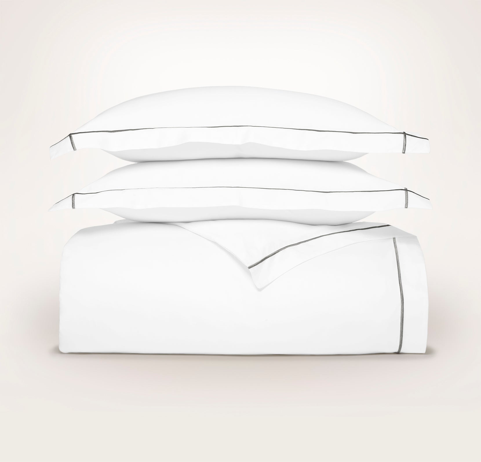 Signature Embellished Duvet Set in White/White Embroidered