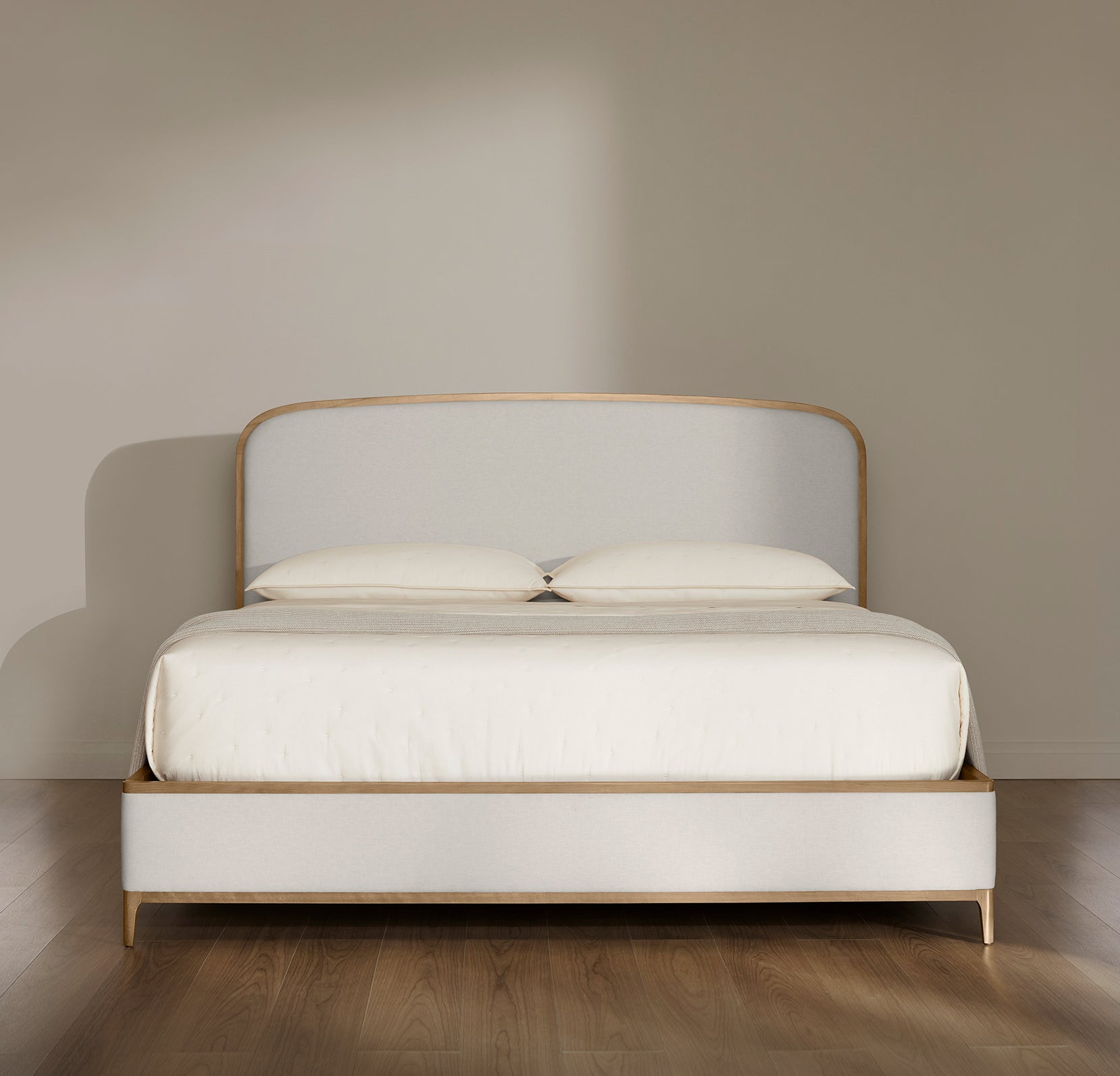 Upholstered Curve Bed in Sand