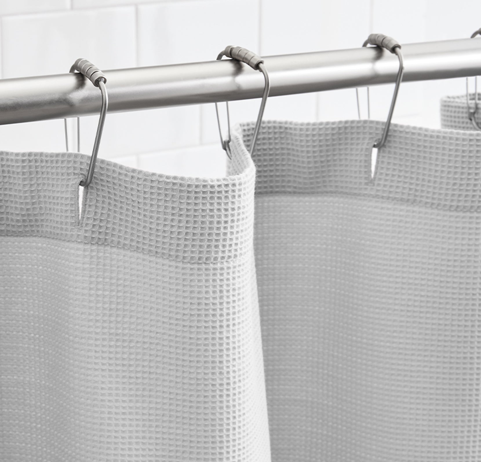 Waffle Shower Curtain in Pale Pewter