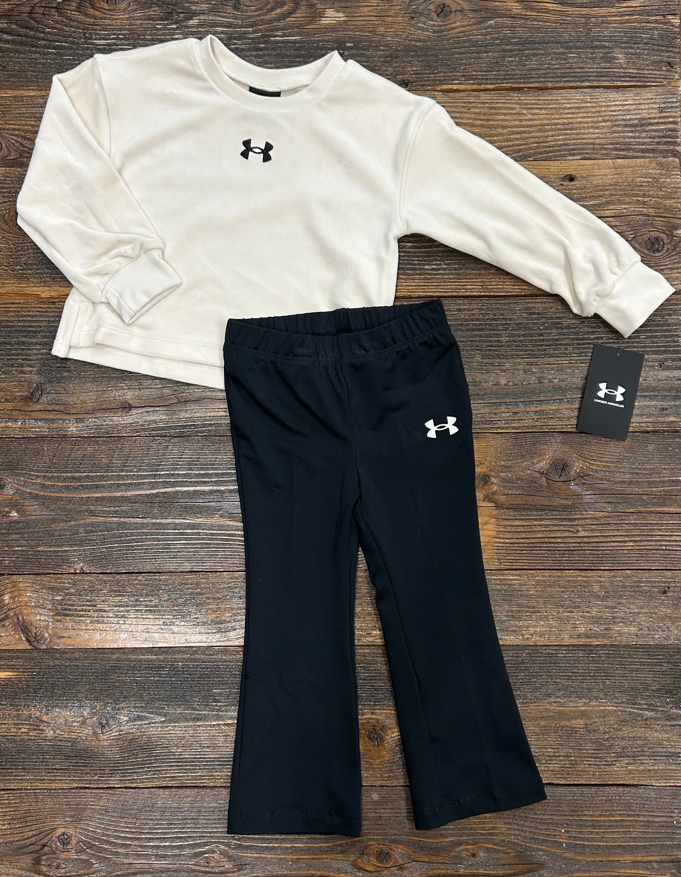 Under Armour Stone Velour Flare Black Pant Set