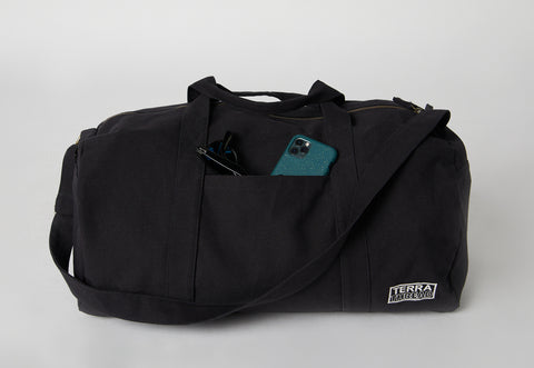 black duffle bag