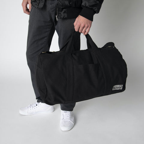 black duffle bag