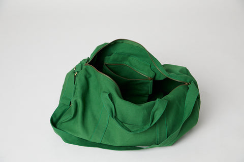 green duffle bag