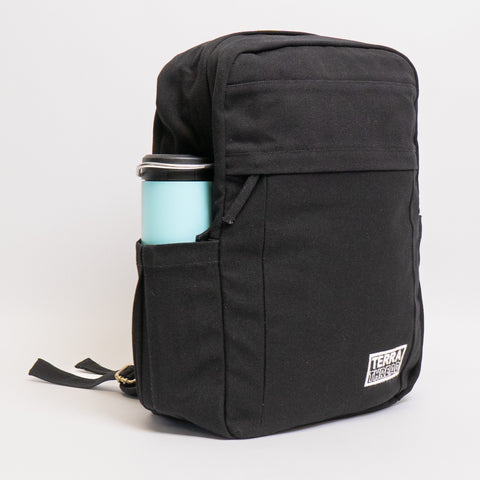 plain black backpack