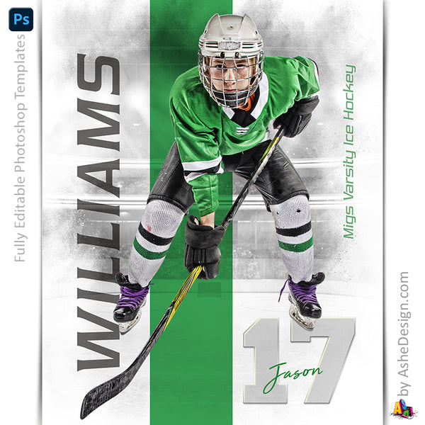 Amped Effects - Whiteout Hockey Sports Poster Template For Photoshop