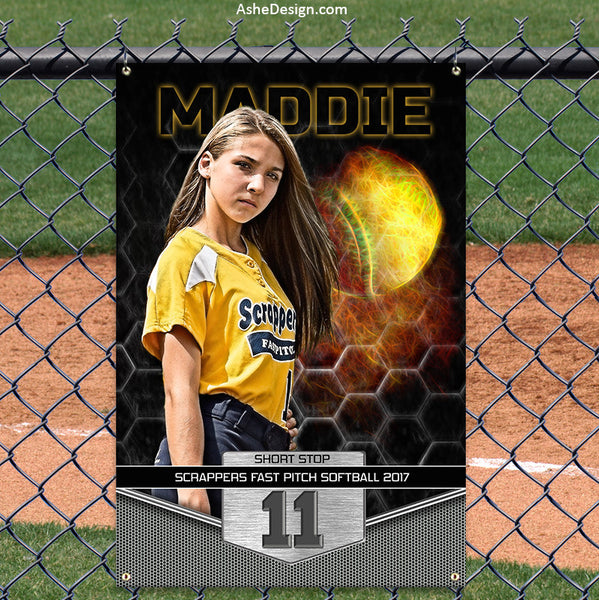 Ashe Design | 2'x3' Sports Banner | Great Balls of Fire | Softball