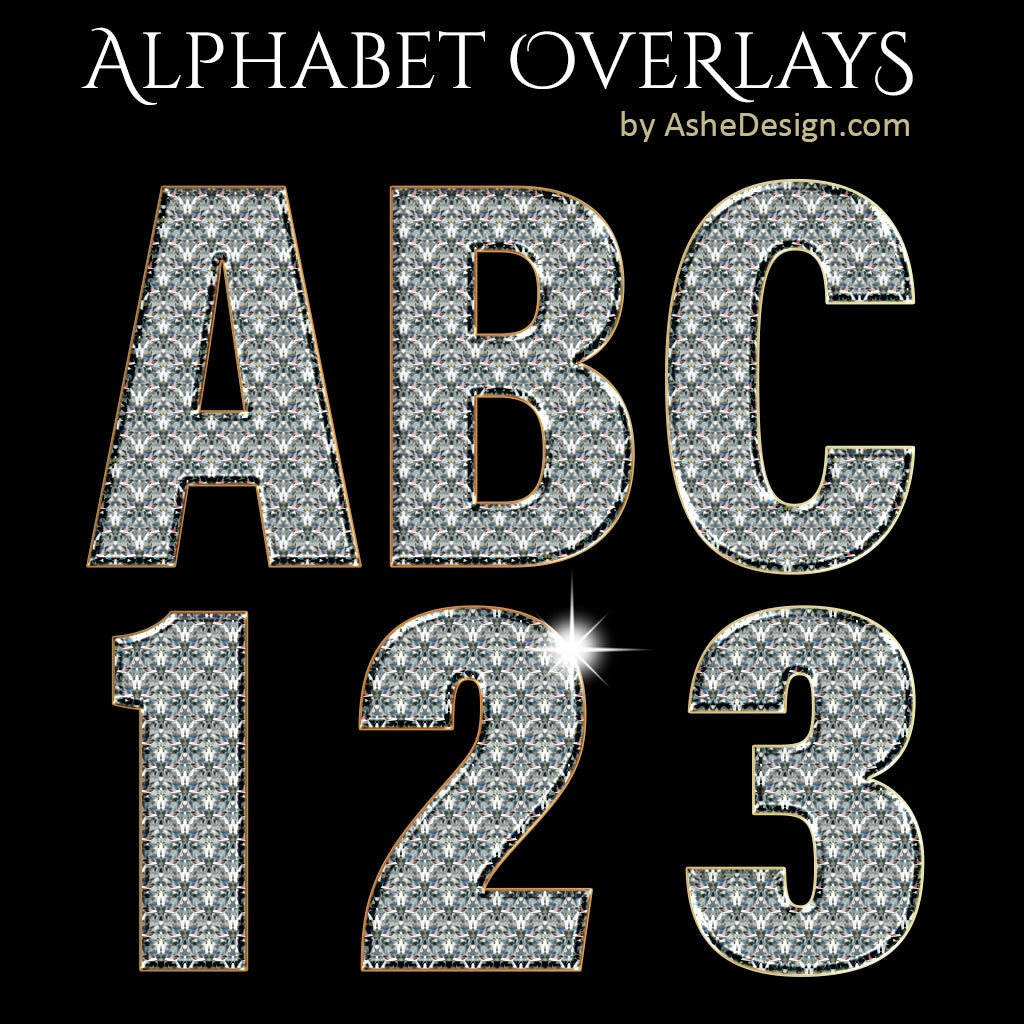 Ashe Design | PNG Alphabet Overlays | Diamond Bling – AsheDesign