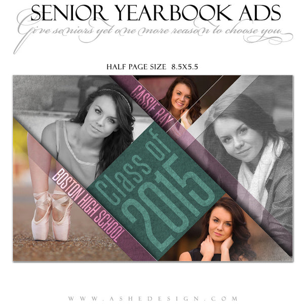 Senior Yearbook Ads for Photoshop | Angled – AsheDesign