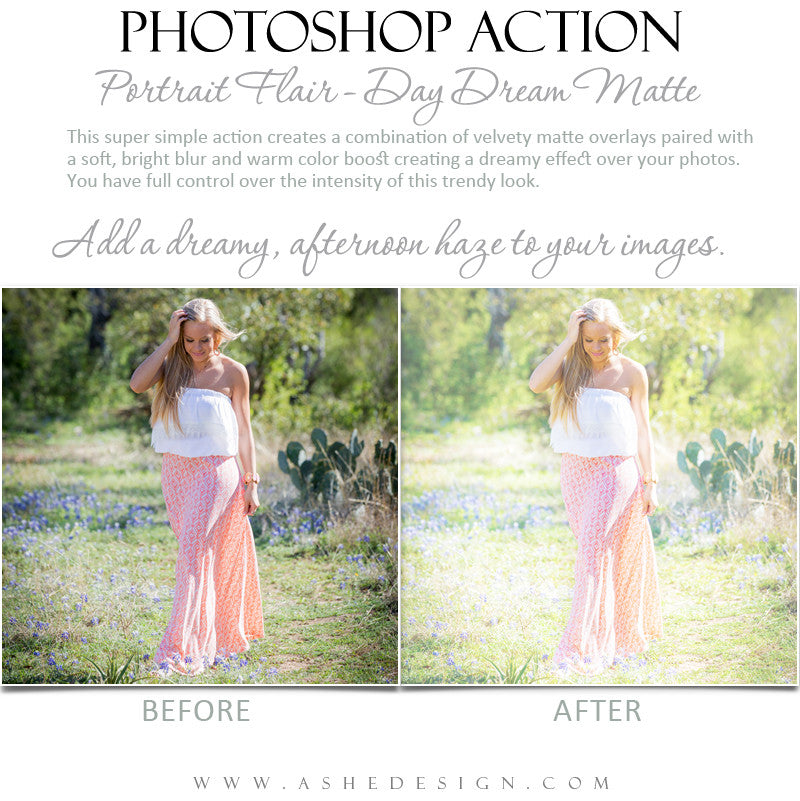 Photoshop Action | Portrait Flair - Day Dream Matte – AsheDesign